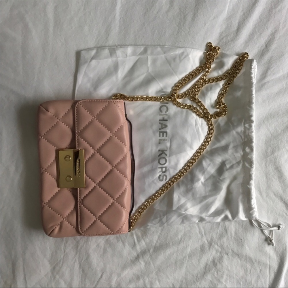 MK blossom quilted crossbody with gold hardware